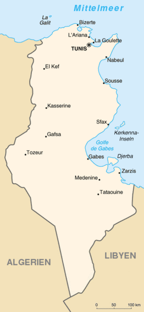 Tunesien > Politische Karte von Tunesien > gemeinfrei > https://de.wikipedia.org/wiki/Tunesien#/media/Datei:Karte_Tunesien.png | Foto: wie vor