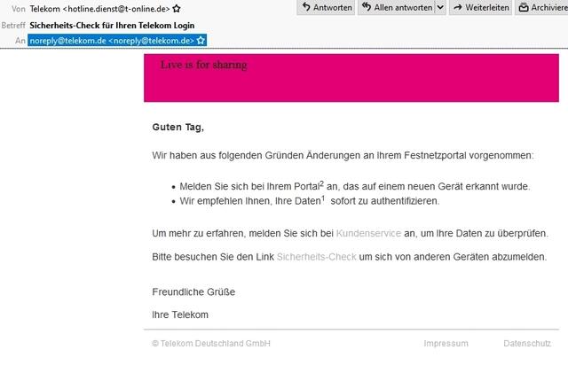 Falle: Kundenservice und Sicherheits-Check.