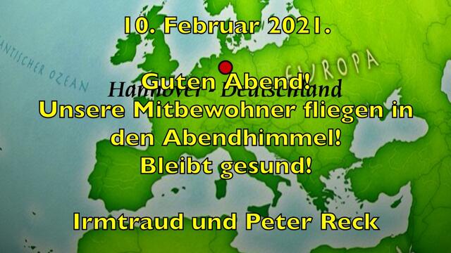 10. Februar 2021. Guten Abend! Unsere Mitbewohner fliegen in den Abendhimmel! Bleibt gesund!.