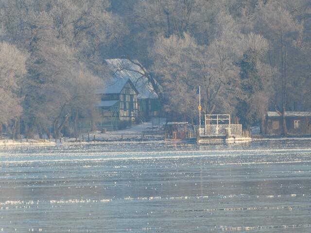 Blick über den See zur Insel Kaninchenwerder.