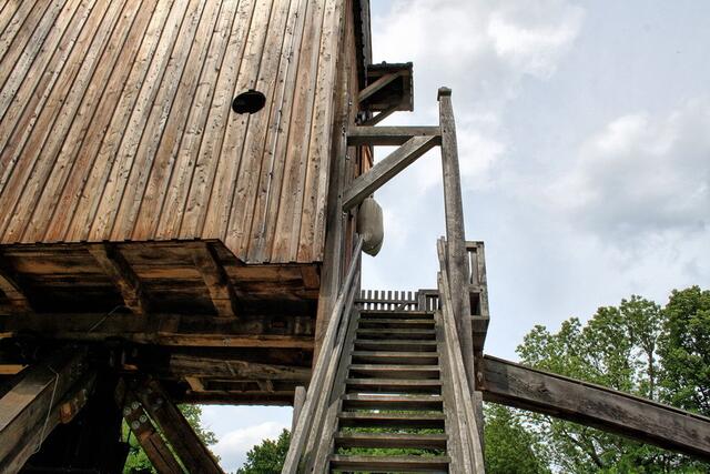 Blick auf Mühlenkasten, Treppe und Steert