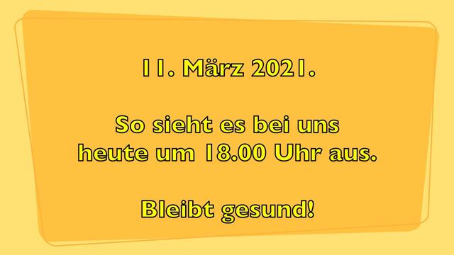 11. März 2021. So sieht es bei uns heute um 18.00 Uhr aus. Bleibt gesund!