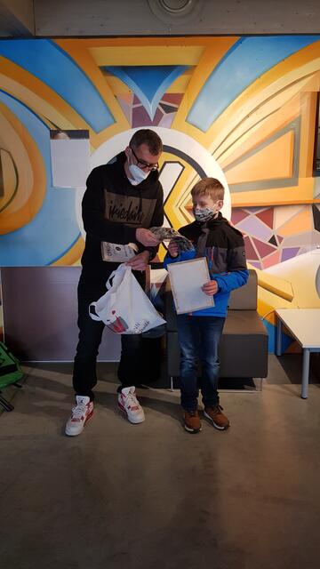 jüngster Teilnehmer bei Kurbeln für Kohle Simon Marx, 11 Jahre mit Ralf Engelstädter
