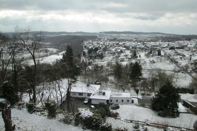 Bild 4 zeigt einen Blick in den Hain und zum Hofenstück. Oben vor dem Wald ist der Stadtteil Berghofen zu erkennen.