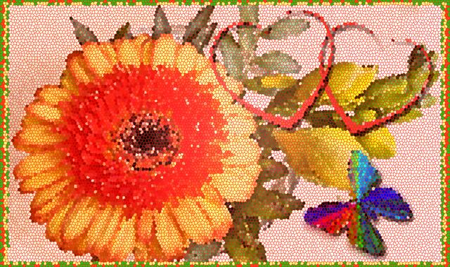 23. April 2021. Tischdekoration. Gerbera. Bleibt gesund!