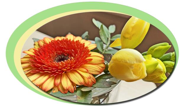 April 2021. Tischdekoration. Bleibt gesund!