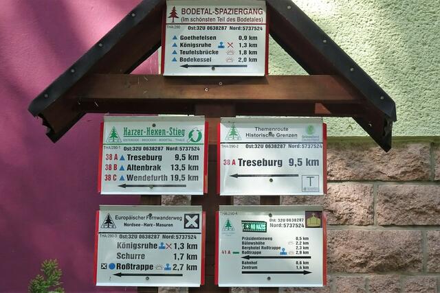 Wegweiser am "Anfang" des wildromantischen Bodetals