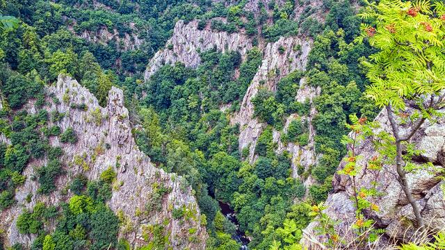 Blick von der Rosstrappe ins Bodetal, im Bild kann man die Bode in der Mitte des unteren Abschnitts erkennen (Archivbild)