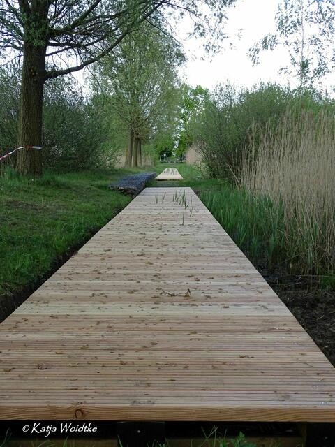 Wetterkapriolen - durch den Wietzepark im Mai: Neue Stege laden bald wieder zu einem Bummel am Gewässer ein (Foto: Katja Woidtke) | Foto: Katja Woidtke