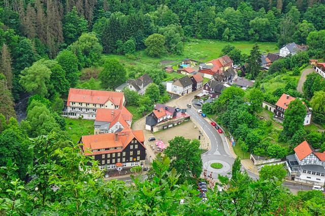 Treseburg von der Aussichtsstelle Weißer Hirsch aufgenommen