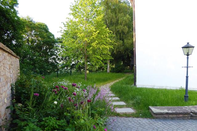 Sonntagsbilder 2021-24, Der Plattenweg, der am 16.06.2021 auf der Westseite der Marienkirche vollendet wurde, 17.06.2021.