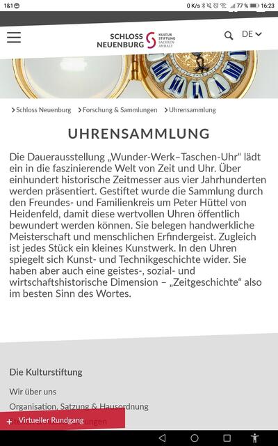 Uhrensammlung -  Schloß Neuenburg