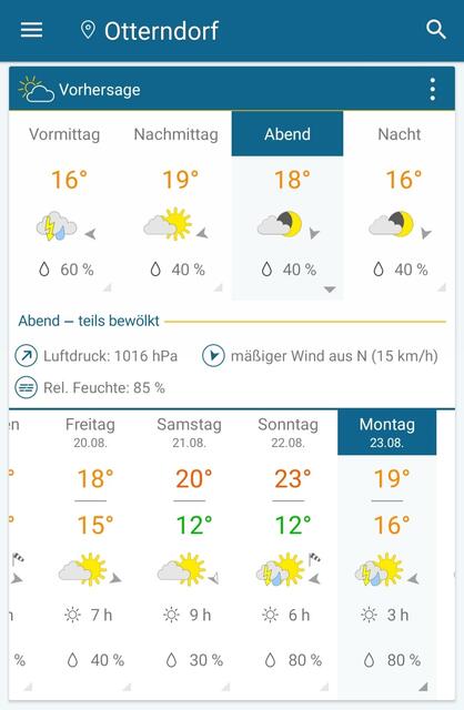 Schöner Urlaub?? Trockenes 🚲-Fahren??? Vorhersage am Tag "9" des 14-Tage-Wettervorhersage-Tests für das https://www.Ferienhaus-Brausewind.de in Otterndorf für Montag, den 23. August 2021: Erstellt am 18. August 2021 um 19 Uhr. - - - Fortsetzung folgt täglich: Bleib' dabei! Stay tuned!!