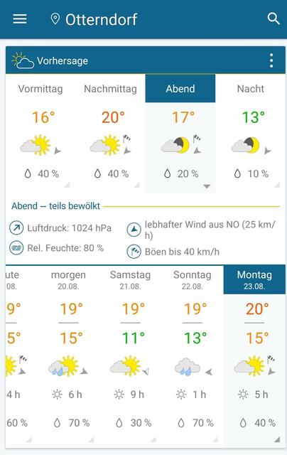 Schöner Urlaub?? Trockenes 🚲-Fahren??? Vorhersage am Tag "10" des 14-Tage-Wettervorhersage-Tests für das https://www.Ferienhaus-Brausewind.de in Otterndorf für Montag, den 23. August 2021: Erstellt am 19. August 2021 um 19 Uhr. - - - Fortsetzung folgt täglich: Bleib' dabei! Stay tuned!!