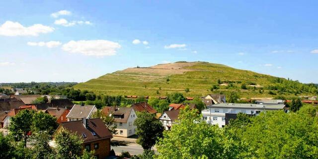 Blick vom Rathaus auf die Ostseite des Kaliberges im Jahr 2021.