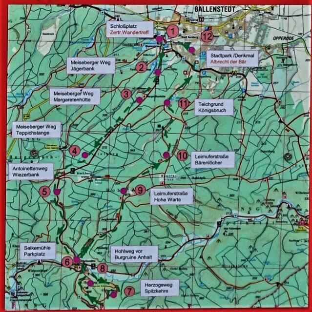 eine Landkarte zeigt den Verlauf des Albrechtsweges und den Standort der einzelnen Stationen an