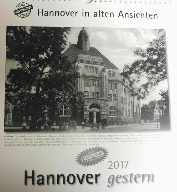 Gebäude der AOK (Allgemeine Ortskrankenkasse Hannover) noch an der Arnswaldstraße/Ecke Warmbüchenstraße, um 1914.