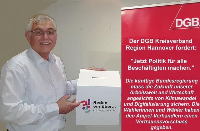 Reinhard Nold mit Kernforderung an die Ampel-Parteien | Foto: DGB