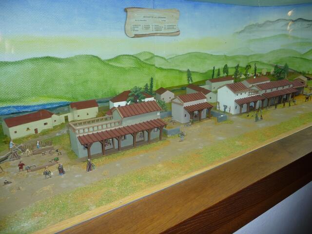Das römische Abodiacum, ein Straßendorf im 2. Jahrhundert. Darstellung im Museum in Epfach.