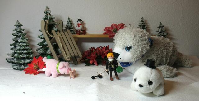 Tja, jetzt ist zwar OLE für's Foto bereit, aber ich bin abgelenkt ... und das rosa Schweinchen auch.