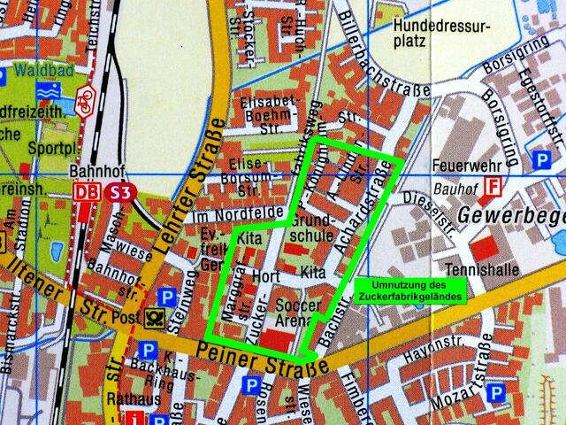 Bild 9a - Umnutzung des Zuckerfabrikgeländes - bebaut von 1990 bis 2005.