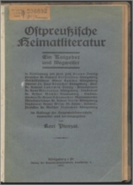 Karl Plenzat: Ostpreußische Heimatliteratur. Ein Ratgeber und Wegweiser > https://fbc.pionier.net.pl/details/nn4V6rR | Foto: wie vor