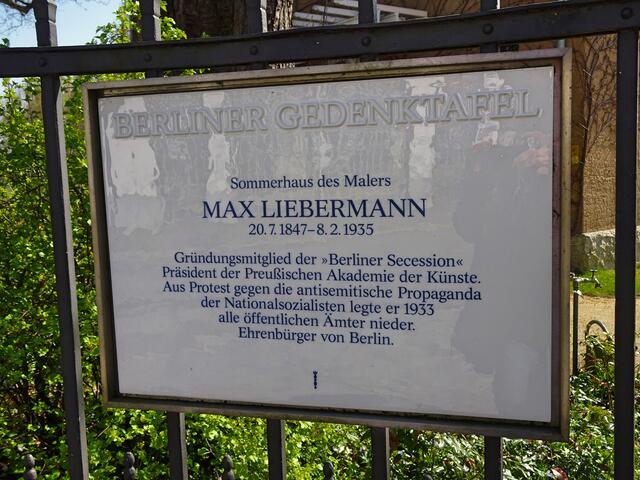 Gedenktafel für Max Liebermann