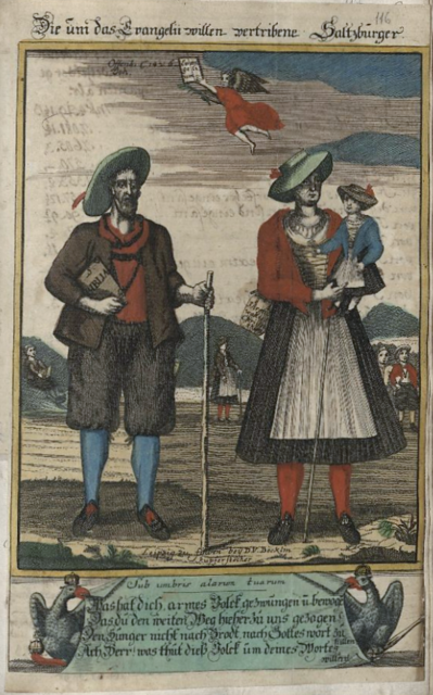 David Ulrich Boecklin: Die um des Evangeliums willen vertriebenen Salzburger (1732) > gemeinfrei > https://de.wikipedia.org/wiki/Salzburger_Exulanten | Foto: wie vor