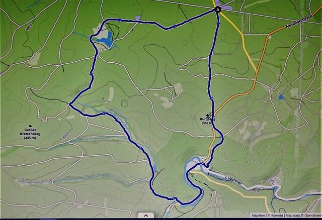 Verlauf der Wanderung (Komoot)