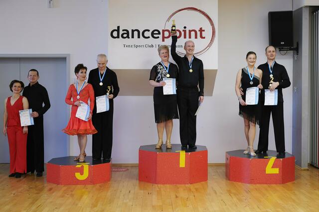 Siegerehrung Senioren III C Latein
von links:
4. Platz: Sabine Buresch/ Hubert Buresch, TSA d. Regensburger Turnerschaft
3. Platz: Bettina Merz/ Manfred Merz, Tanzsport-Zentrum Augsburg
1. Platz: Alexandra / Marcus Ritscher (Landesmeister Sen. III C Latein)
2. Platz: Evelin Niemann / Andreas Hesse (Vizemeister Sen. III C Latein)