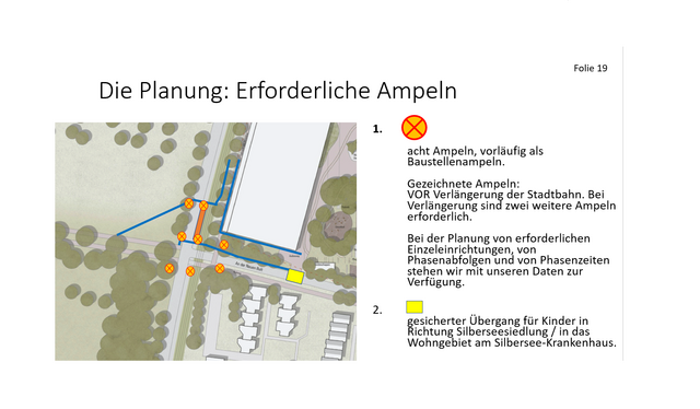 Seite 19 der ADFC-Präsentation: Trichter-Aufstellflächen und Ampelanordnung. Aber sicher: An jedem(!) Wochentag kommen 1.500 Schüler*innen zum neuen Gymnasium der Stadt Langenhagen: Besonders der sichere Überweg zu Fuß / per Rad, abgesichert durch Ampeln, ist Basis für die Vorschläge des ADFC Langenhagen. Am Dienstag stellte er sie in der Sitzung des Verkehrs- und Feuerschutzausschuss (VuFa) im Rathaus vor. - - - Ein Beitrag des https://www.ADFC-Langenhagen.de