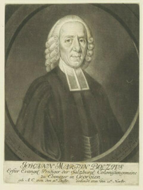 JOHANN MARTIN BOLZIUS: Erster Evangel. Prediger der Salzburgl. Colonistengemeine zu Ebenezer in Georgien &gt; Public Domain Mark 1.0 &gt; https://www.britishmuseum.org/collection/object/P_Bb-10-154 | Foto: geprüft