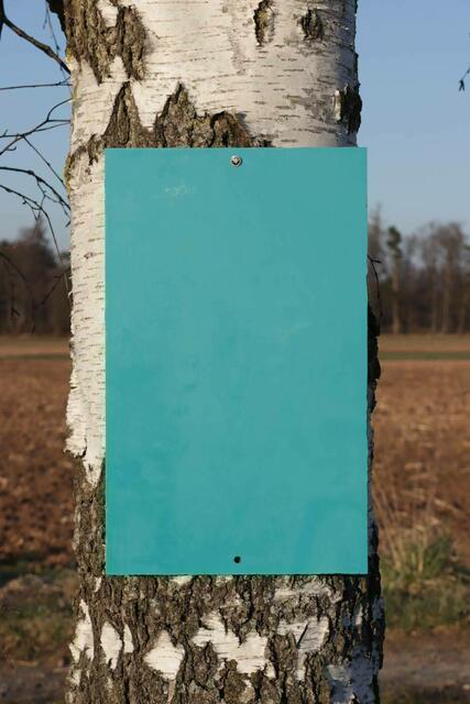 Montiertes Trim-Trab-Schild (Rückseite)