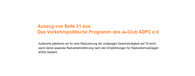 Auszug von Seite 21 aus: Das Verkehrspolitische Programm des 🚲-Club ADFC e.V.