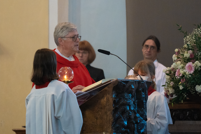 Weihe der Figur der hl. Corona in der Friedberger Stadtpfarrkirche St. Jakob