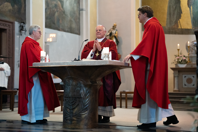 Weihe der Figur der hl. Corona in der Friedberger Stadtpfarrkirche St. Jakob