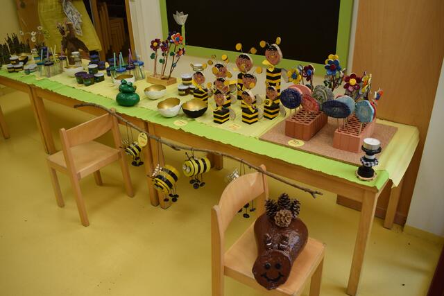 Nachhaltigkeitsbasar durch Upcycling der gesammelten Spenden aus Glas, Holz, Kronkorken und vielem mehr