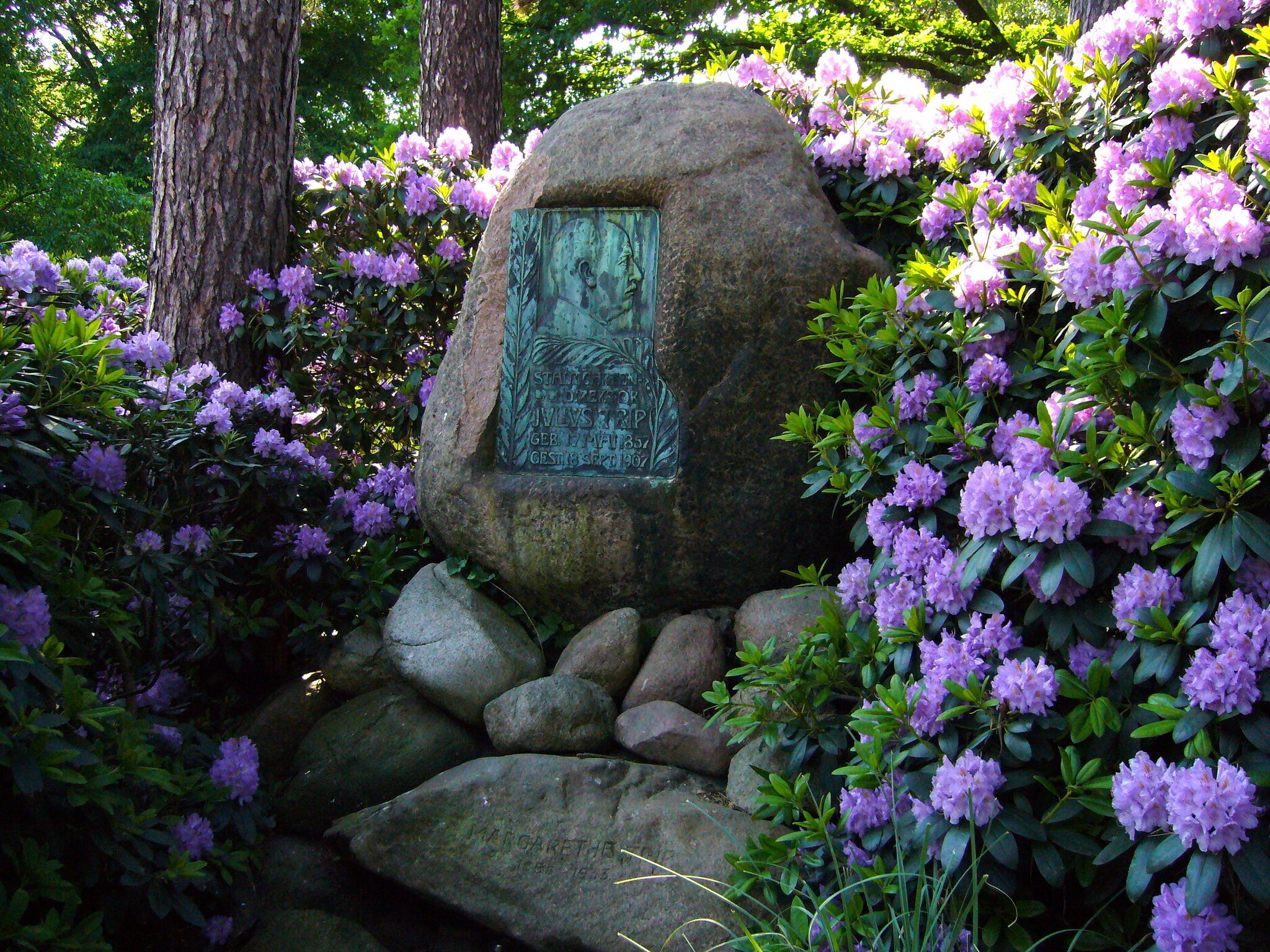 Der tripsche Landschaftspark auf dem Stckener Friedhof  gerade zur  Rhododendronblte ein schnes Ausflugsziel - Hannover-Brink-Hafen