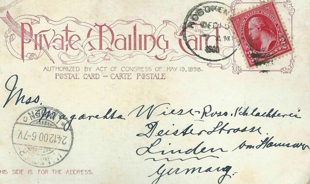 Schreiben aus U.S.A. an Margarete, 1900