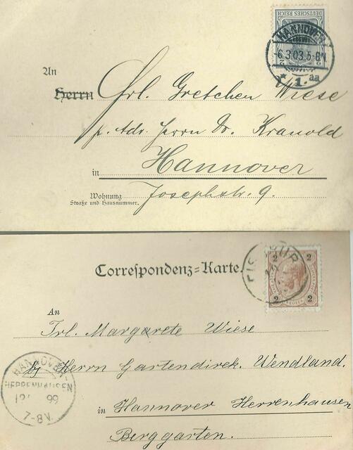 Nachweis der Arbeitsstellen von Margarete Wiese