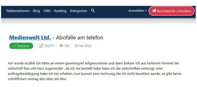 Das ist eine andere Nachricht - nicht von mir, denn GEwinnspiele lege ich sofort auf.