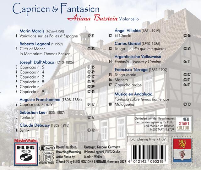 Ariana Burstein, Capricen & Fantasien, Cello solo, Werke