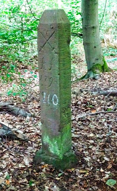 Grenzstein zwischen dem Amt Sachsen (gekreuzte Schwerte - Meißen) und dem Amt Rammelburg