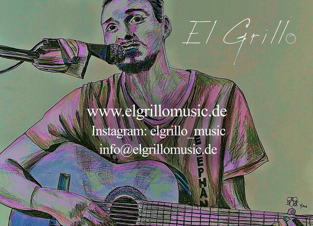 "El Grillo", die singende Grille, heisst die Band von Gabriel Schorer, die die Vernissage der Graphik-Ausstellung: "Insekten und andere Künstler" begleitet