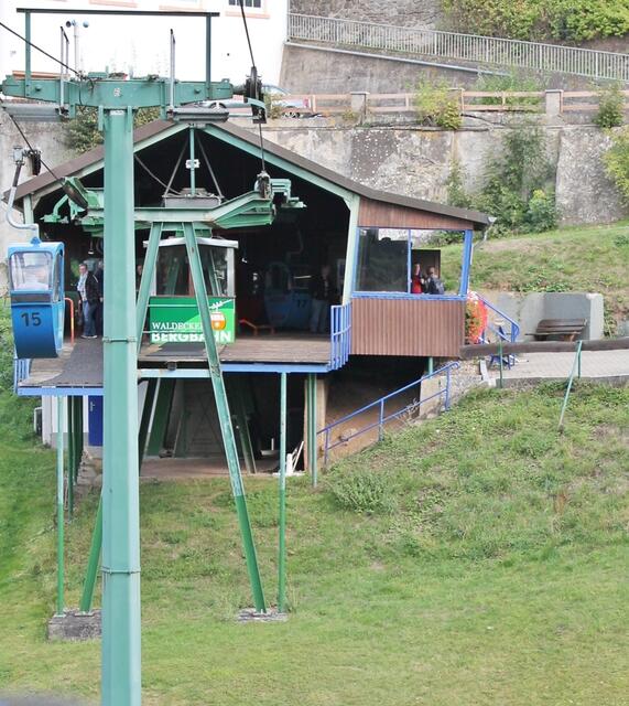 Ankunft in Waldeck mit der Gondelbahn.
