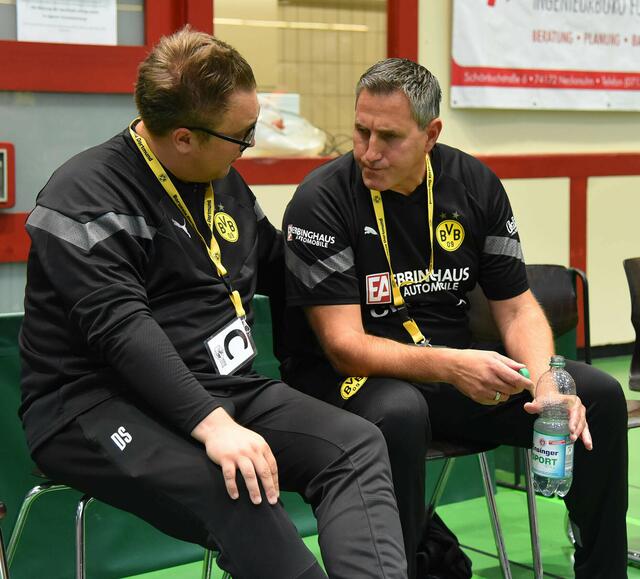 Das neue Trainergespann bei der Borussia: Dominik Schelter ud Andreas Kuno (von links)     FotoArchiv Merkel+Merkel