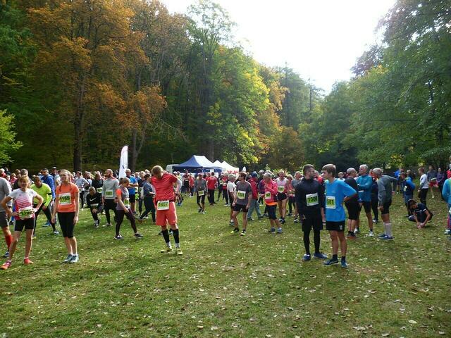 Teilnehmer/innen der 11-Kilometer-Distanz sammeln sich.