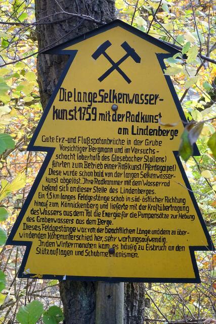 Dennerttanne mit Erläuterungen zur Selkewasserkunst. Hier wurde die mechanische lineare Kraft über Holzgestänge 1.5 km weit übertragen.