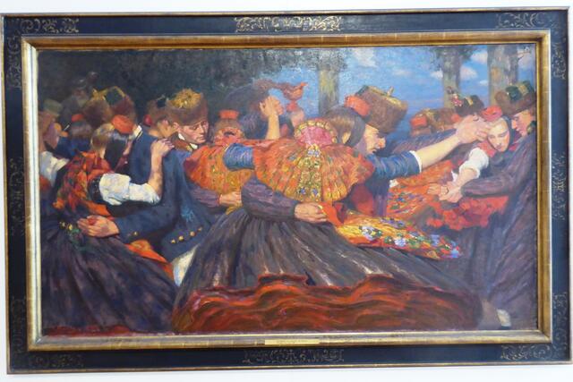 Carl Bantzer - Schwälmer Tanz. Dieses Bild wurde auf der Weltausstellung im Jahre 1900 in Paris gezeigt.