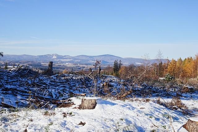 Harz - Hochflächen mit Achtermann, Wurmberg, Brocken, Zeterklippen, Zwölfer Klippen von links